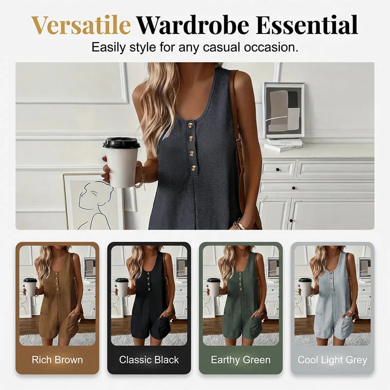 Women's Sleeveless Button-Front Romper