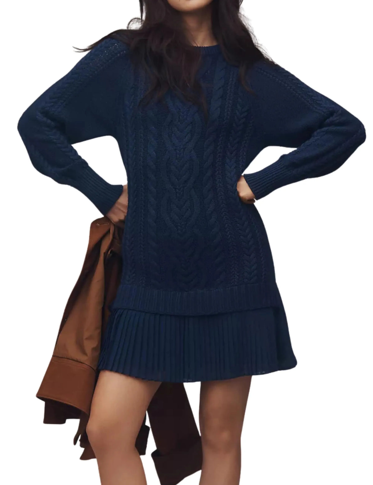 🔥 2026 Hot Sale 🔥🎁🧥Women's Round Neck Cable Knit Sweater Mini Skirt
