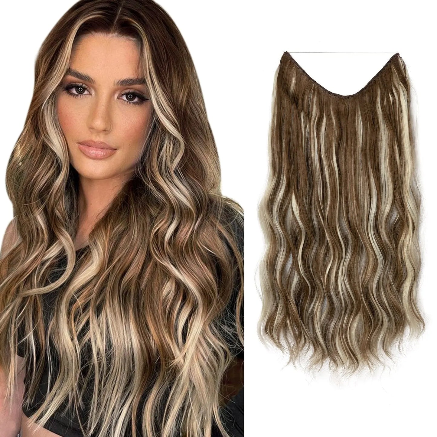 👸One-piece invisible wire hair extensions