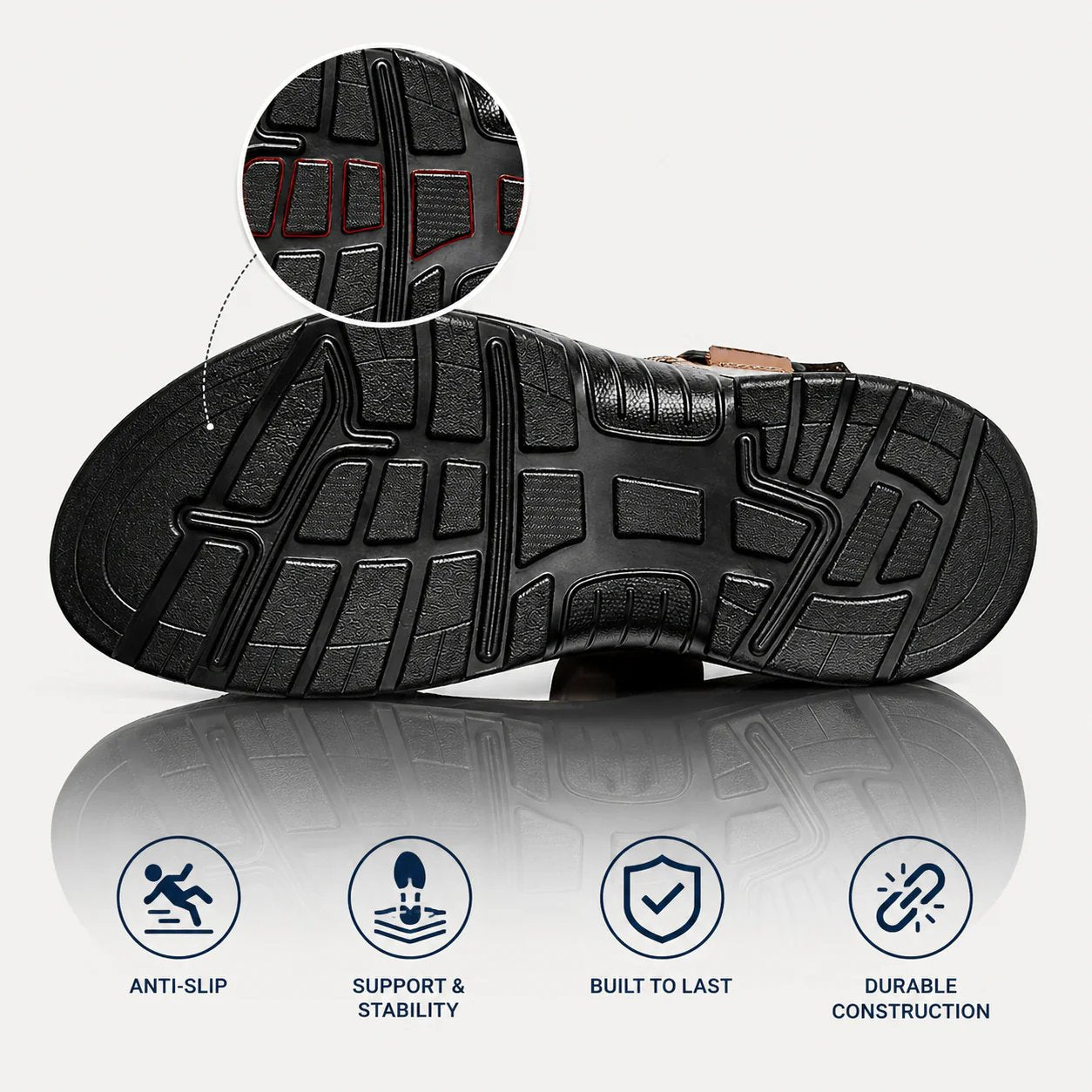 Men's Orthopedic Leather Sandals – Breathable, Adjustable, Air Cushion