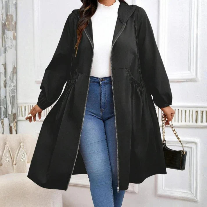 🧥Casual Plus Size Drawstring Zip-Up Long Sleeve Hooded Coat