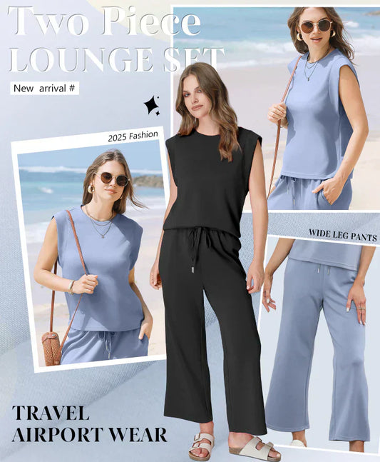 💕 Hot Sale 🔥New Women's  Sleeveless Top & Wide-Leg Pants 2-Piece Set