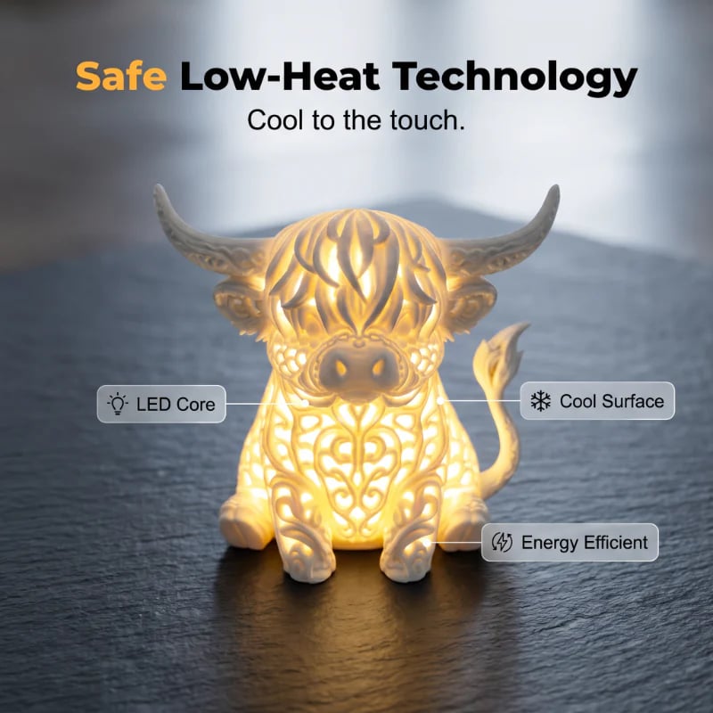 Warm Glow Highland Cow Table Lamp