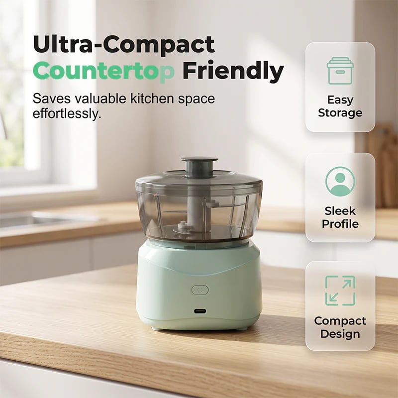 Wireless Mini Food Chopper – One-Touch & Dual S-Blade Design
