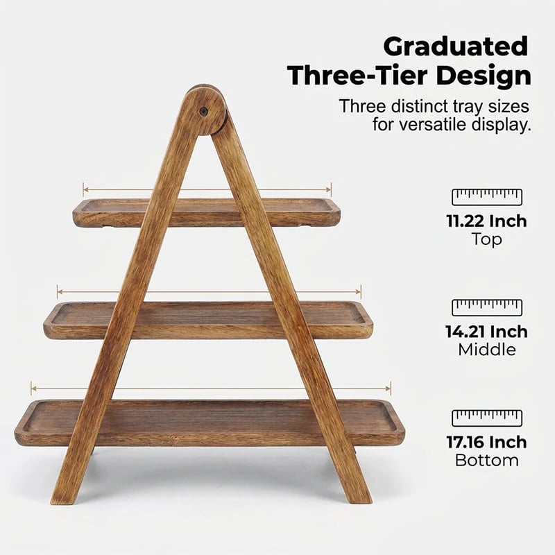⏰3-Tier Wooden Serving Tray