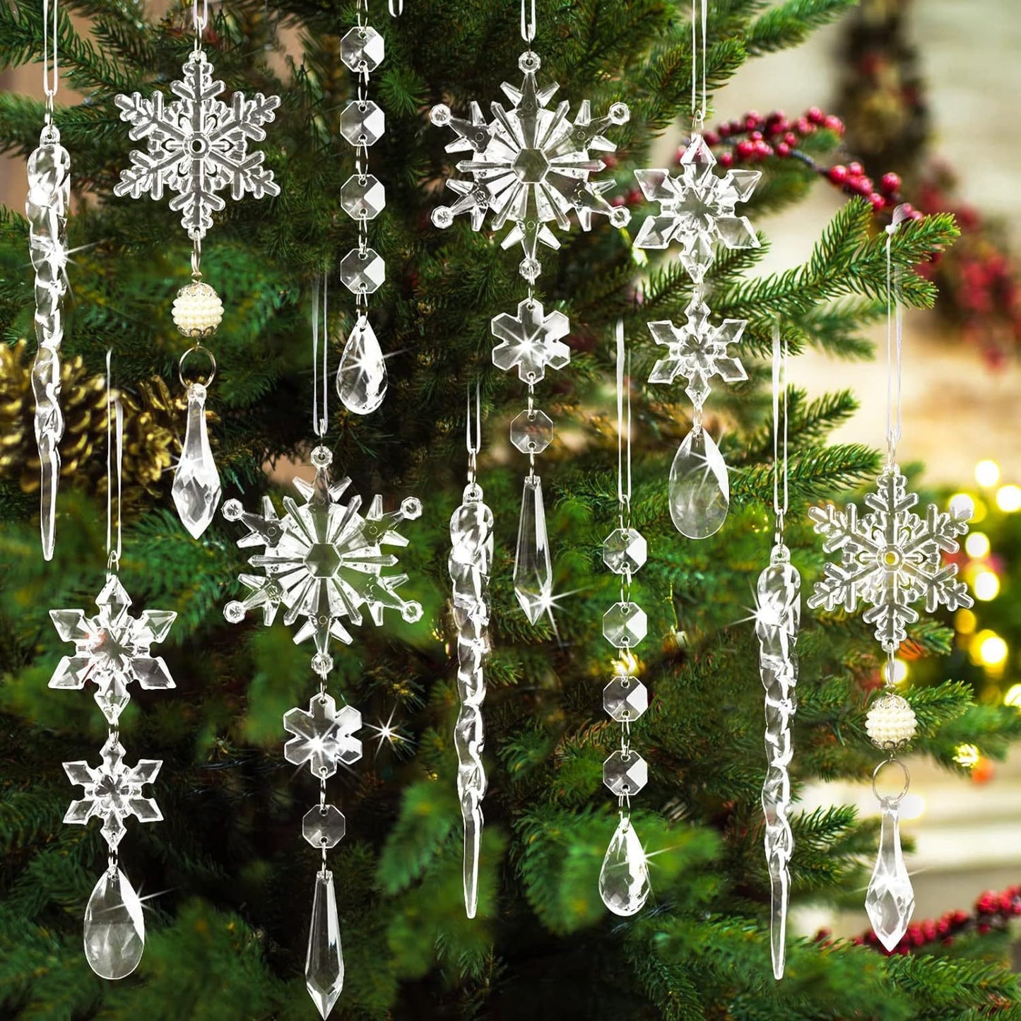 18pcs Crystal Christmas Ornaments for Christmas Tree Decorations