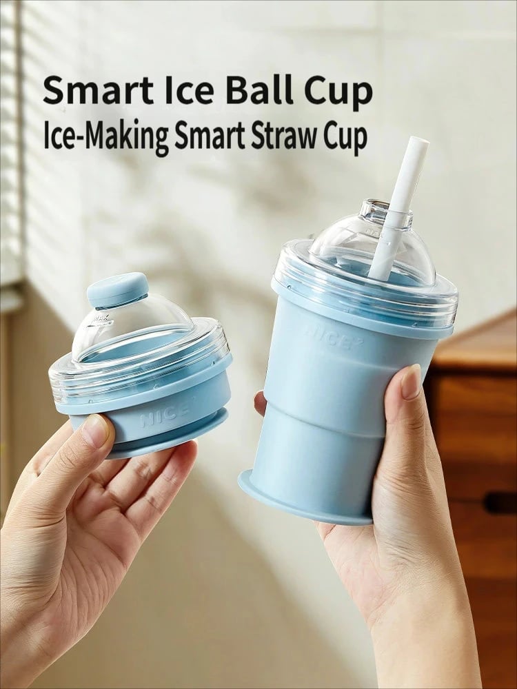 🧊 2-in-1 Ice Ball Maker Bottle(2PCS) – Foldable, Press-to-Release, Portable Summer Drink Cup ❄️