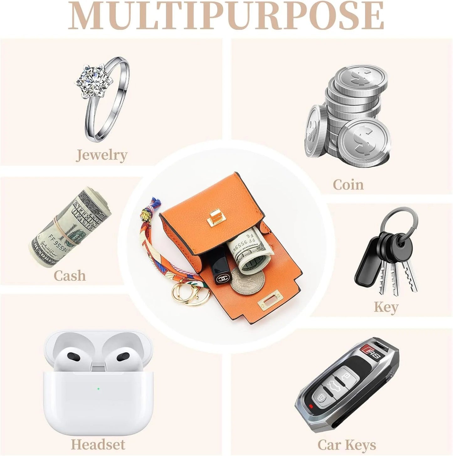 Mini Square Bag Pendant Keychain - High Quality Leather with Colorful Strap