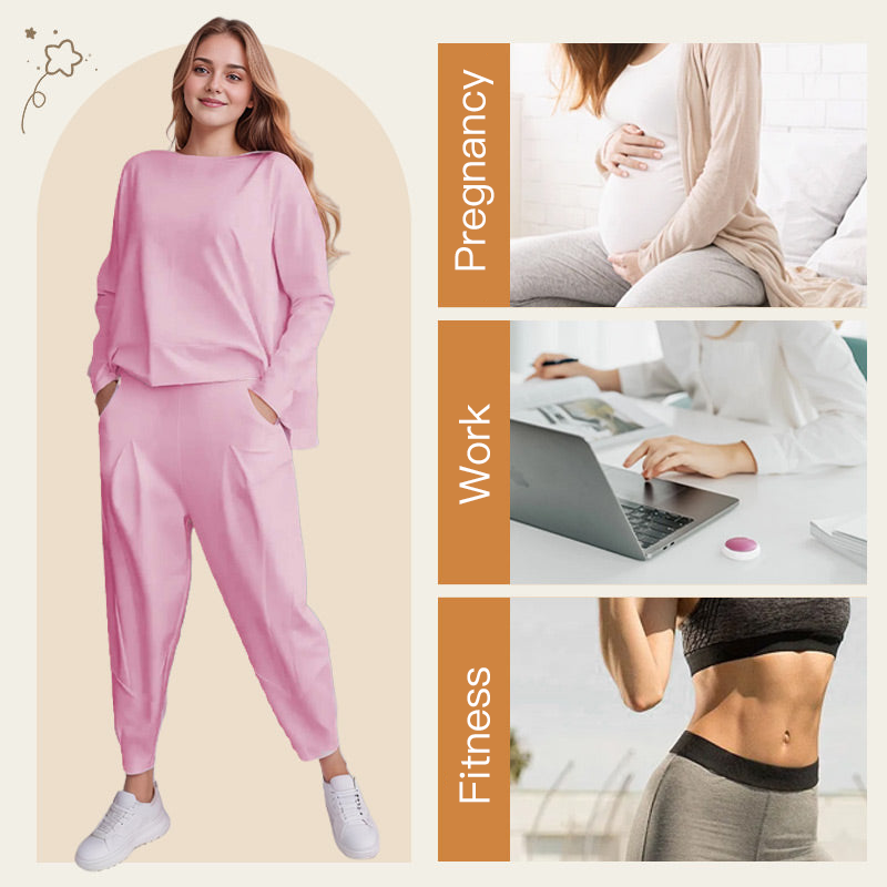💕🤍Round-Neck Long-Sleeved Top ＆ Pants 2-Piece Set