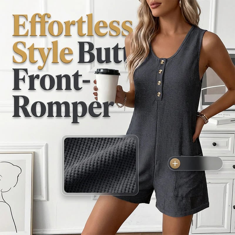 Women's Sleeveless Button-Front Romper