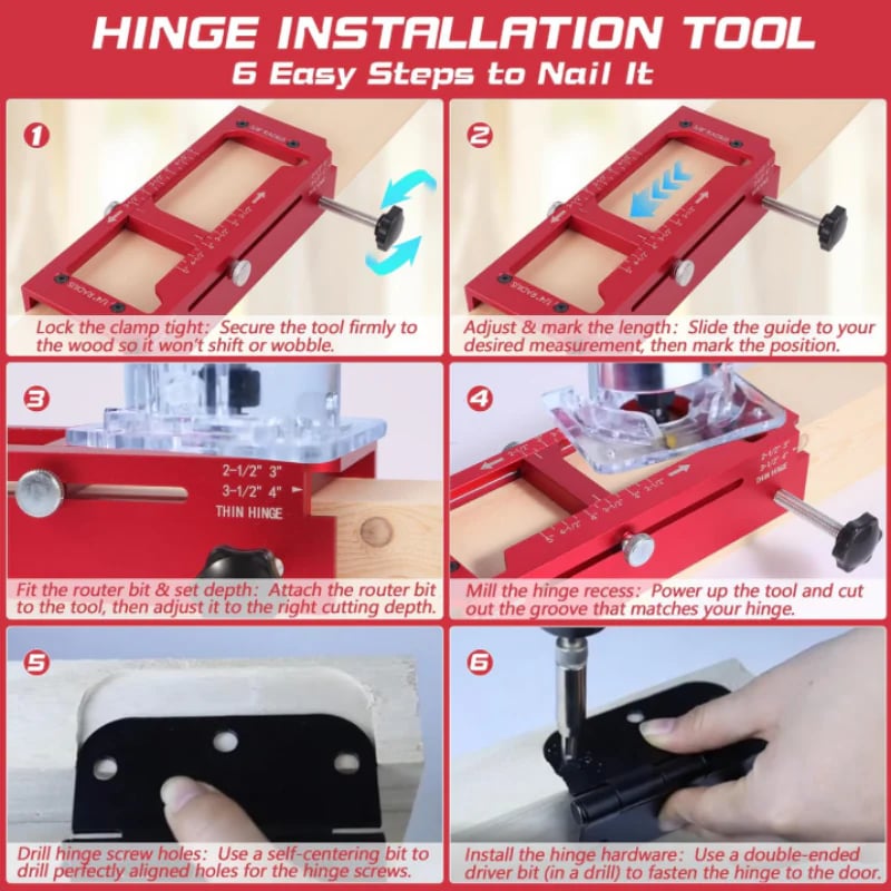 Adjustable Door Hinge Mortise Jig Kit