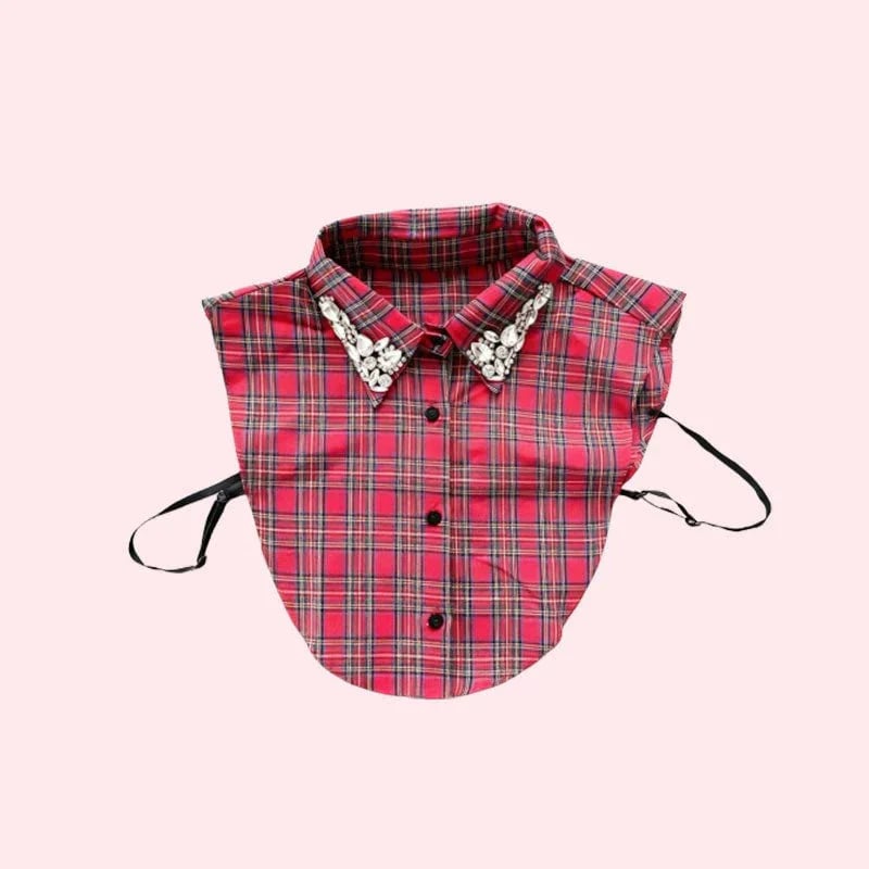 ✨Plaid Rhinestone Detachable Collar-- No More Ugly Sweaters!