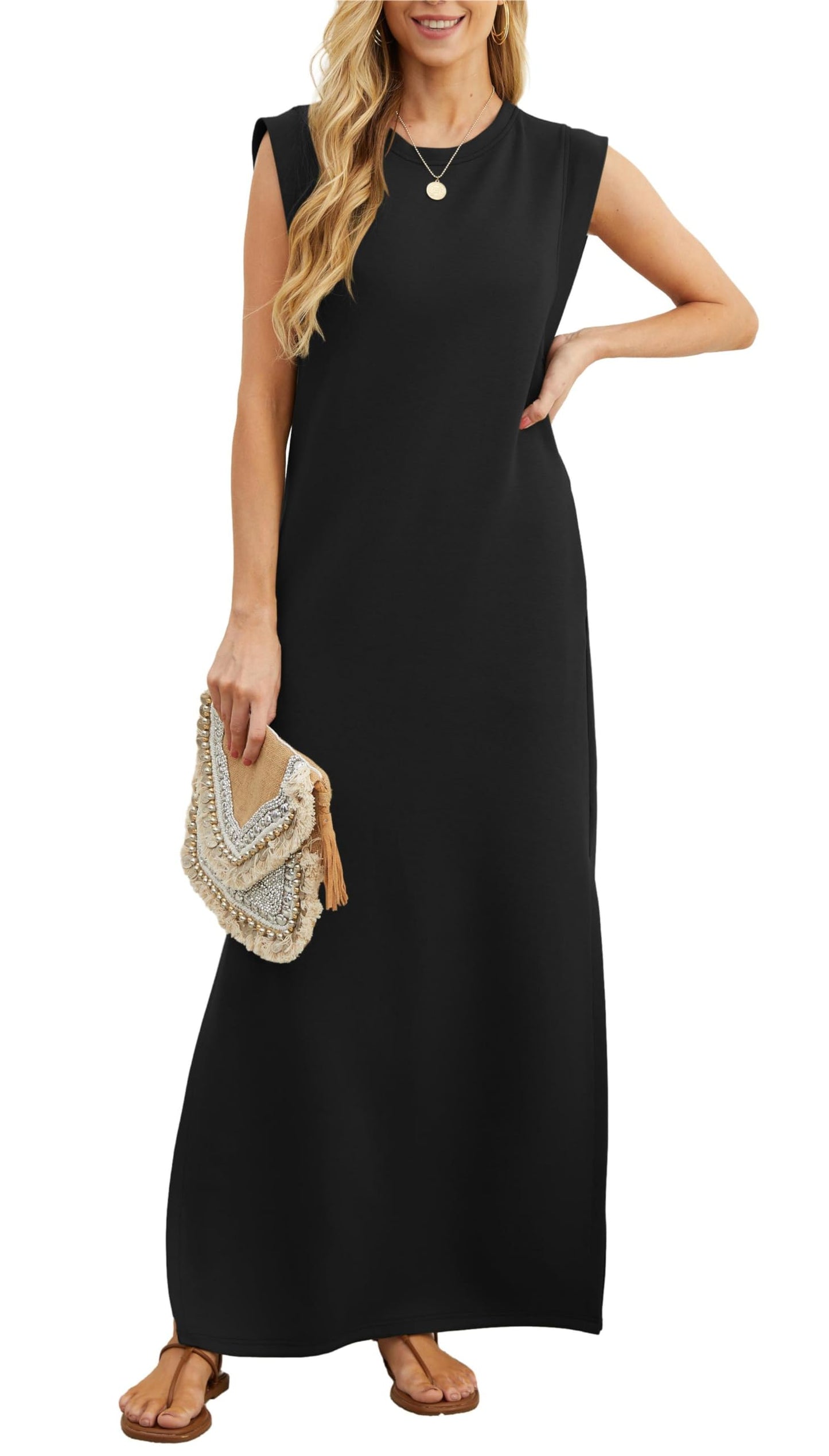 Women's Casual Loose Split Wrinkle Free Maxi Dress