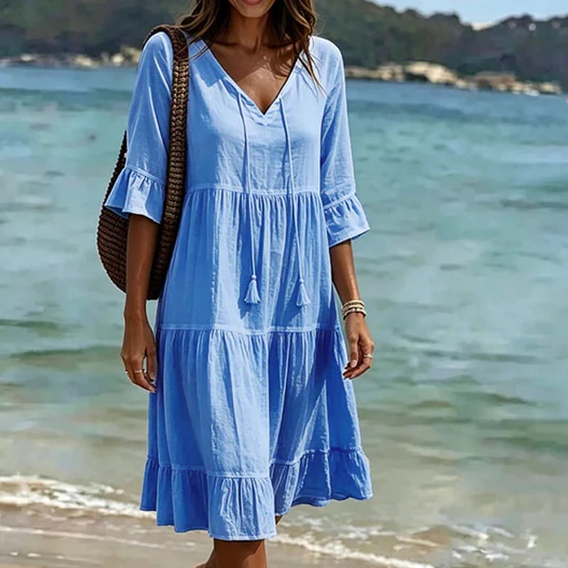 Women's Summer Tiered Tassel A-Line Dress