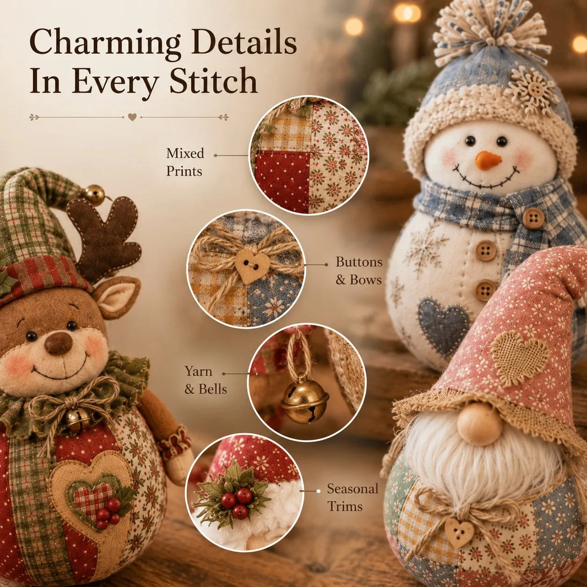 🔥 HOT SALE 🔥🎄 Save 54% | Christmas Patchwork Doll Sewing Kit – A Cosy Craft for Quiet Moments