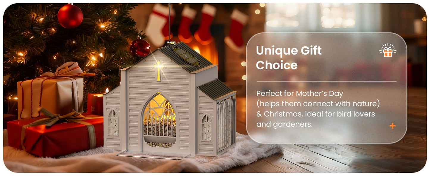 🔥HOT SALE 49% OFF✝️Church-Shaped Metal Solar Bird Feeder🎁Buy 2 Free Shipping