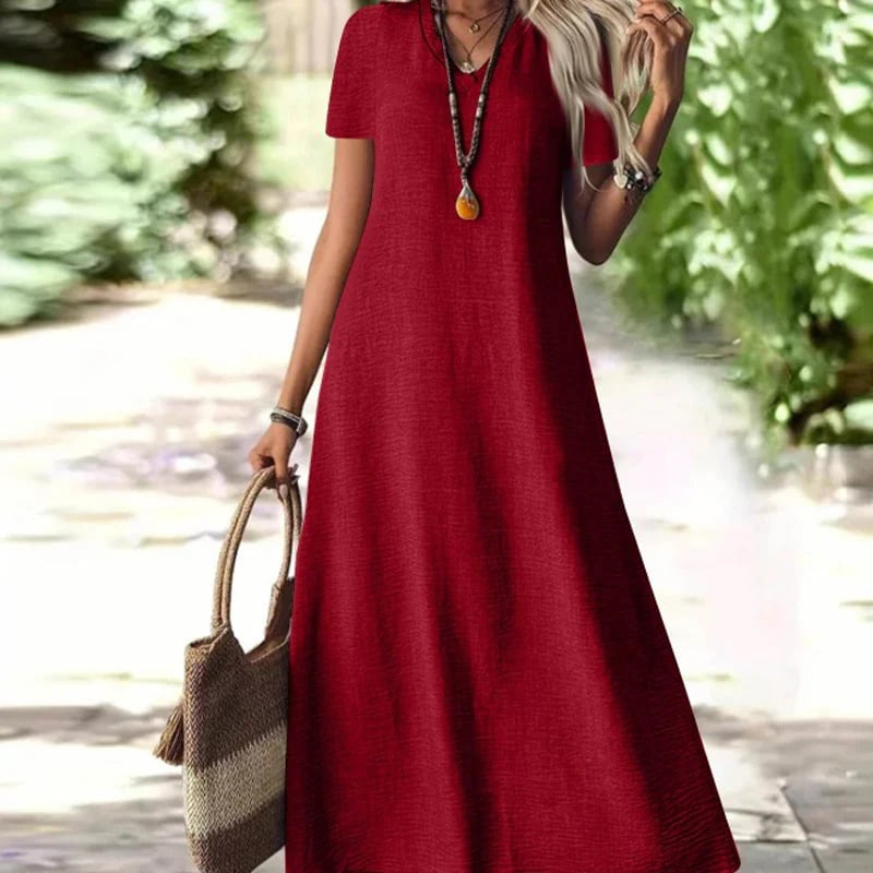 ⌛Limited-Time Offer-Women's Short Sleeve V-Neck Maxi Dress