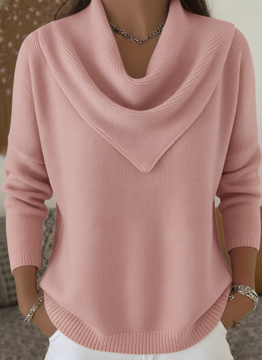 🧥Triangle Neck Solid Color Long Sleeve Tops Casual Sweaters for Women