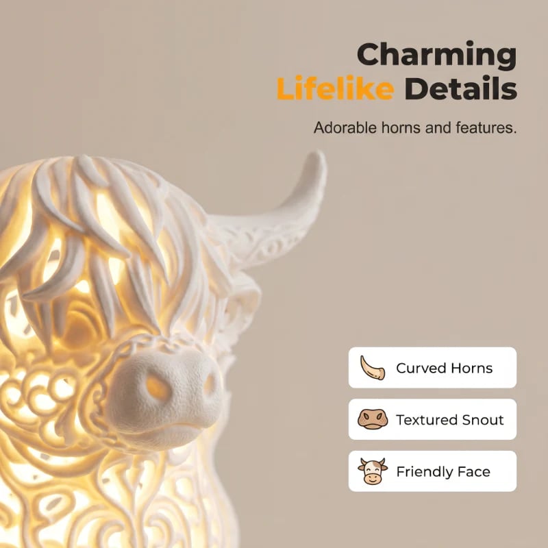 Warm Glow Highland Cow Table Lamp