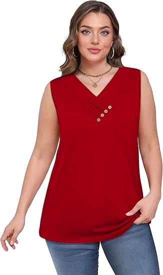 🏆💐2026 Women’s Button Down V Neck Loose Fit Tank Top
