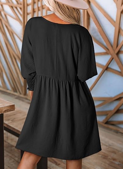 🌷Summer Hot Sale💕Round Neck Dress with 3/4 Sleeves