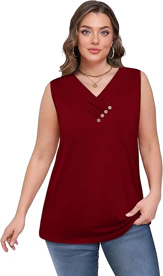 🏆💐2026 Women’s Button Down V Neck Loose Fit Tank Top