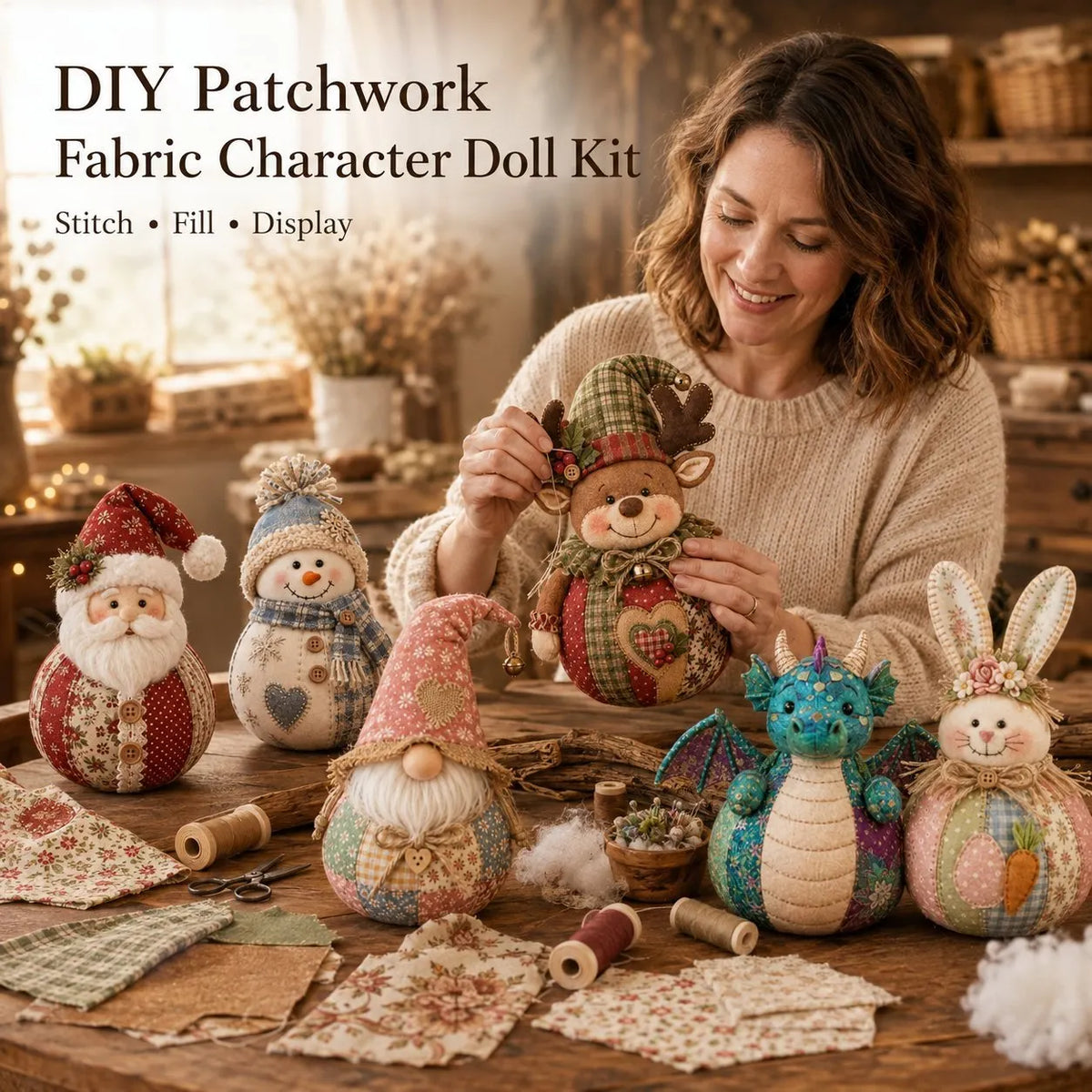 🔥 HOT SALE 🔥🎄 Save 54% | Christmas Patchwork Doll Sewing Kit – A Cosy Craft for Quiet Moments