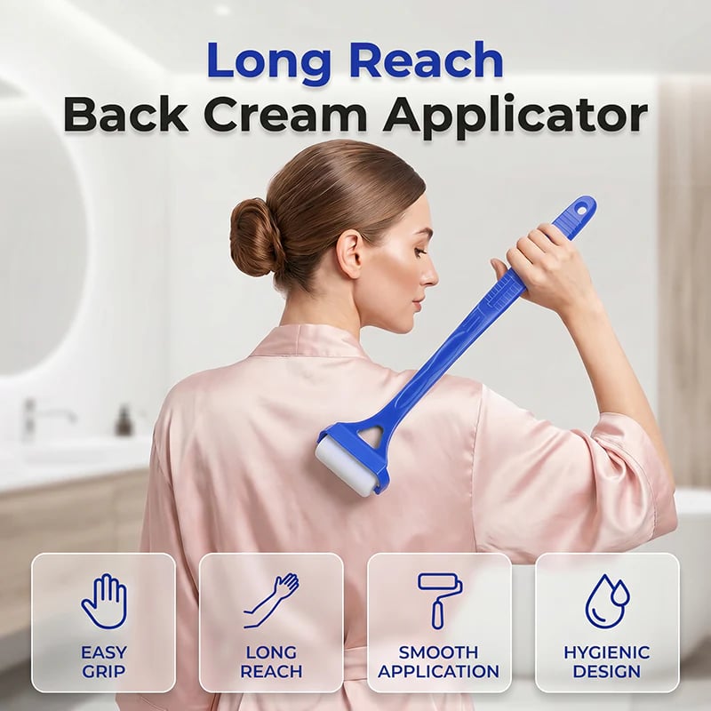 🥳2026 HOT SALE🥳💞50K+ SOLD!🧴✨Long Reach Back Applicator Roller – Smooth glide, curved ergonomic handle. Apply lotion & sunscreen to every spot – no twisting, no stretching! 🌀💪
