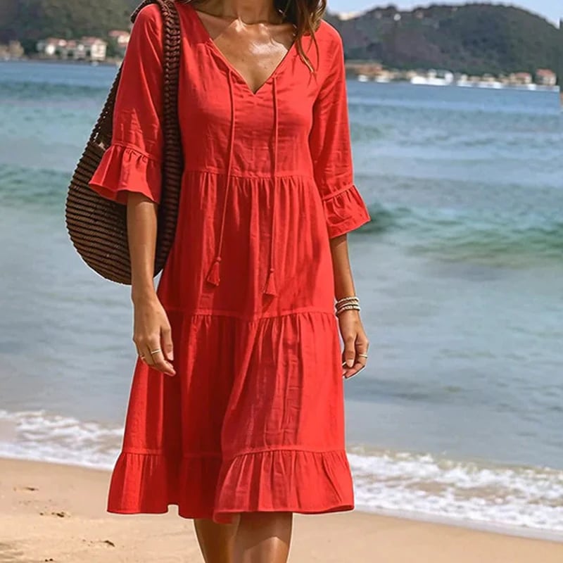 Women's Summer Tiered Tassel A-Line Dress
