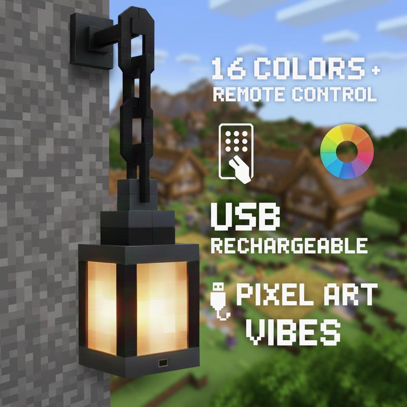 🎁🎮 Funny Pixel Soul Lantern Night Lamp | RGB 16-Color Remote Control + 4 Modes – Spooky & Cool Decor!