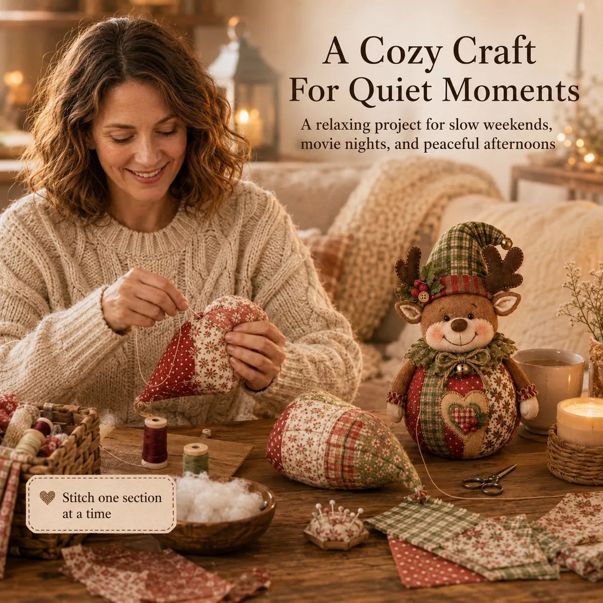 🔥 HOT SALE 🔥🎄 Save 54% | Christmas Patchwork Doll Sewing Kit – A Cosy Craft for Quiet Moments
