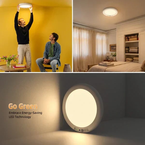 💡Rechargeable Motion Sensor Ceiling Light with Remote - Magnetic Wireless Ceiling Light Battery Powered