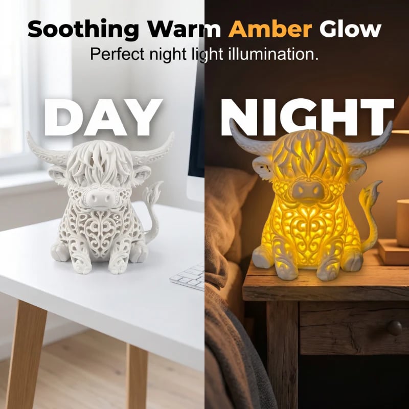Warm Glow Highland Cow Table Lamp
