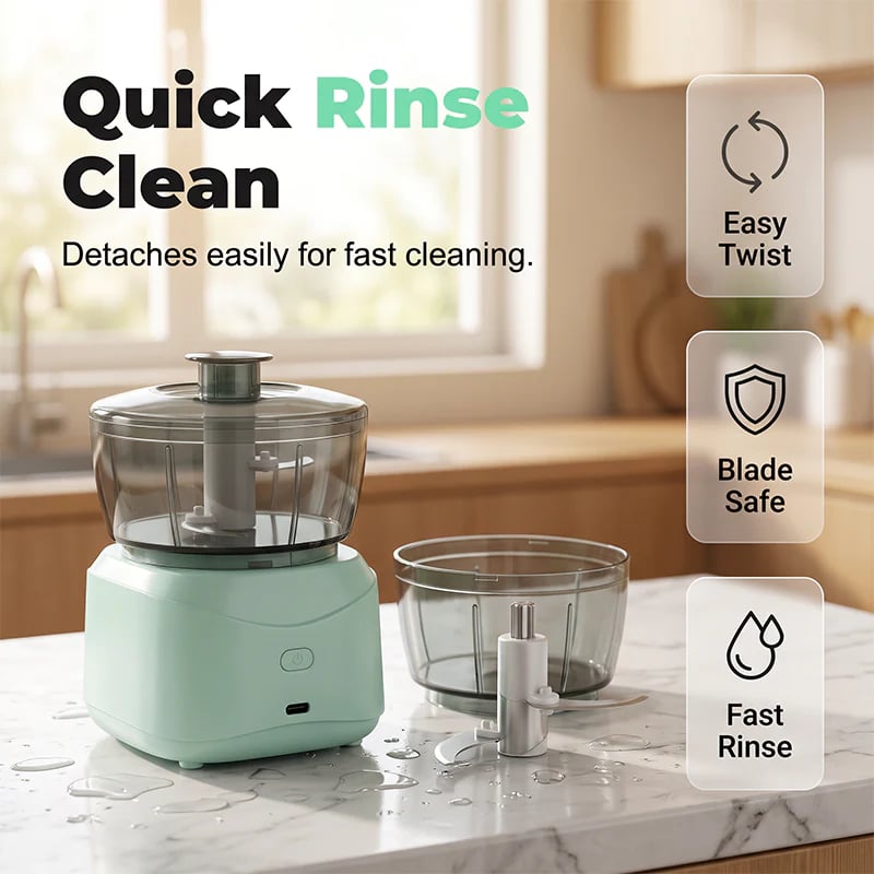 Wireless Mini Food Chopper – One-Touch & Dual S-Blade Design