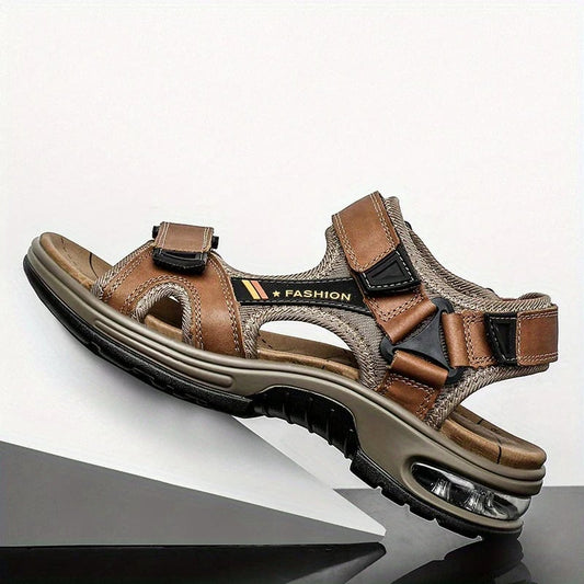 Men's Orthopedic Leather Sandals – Breathable, Adjustable, Air Cushion