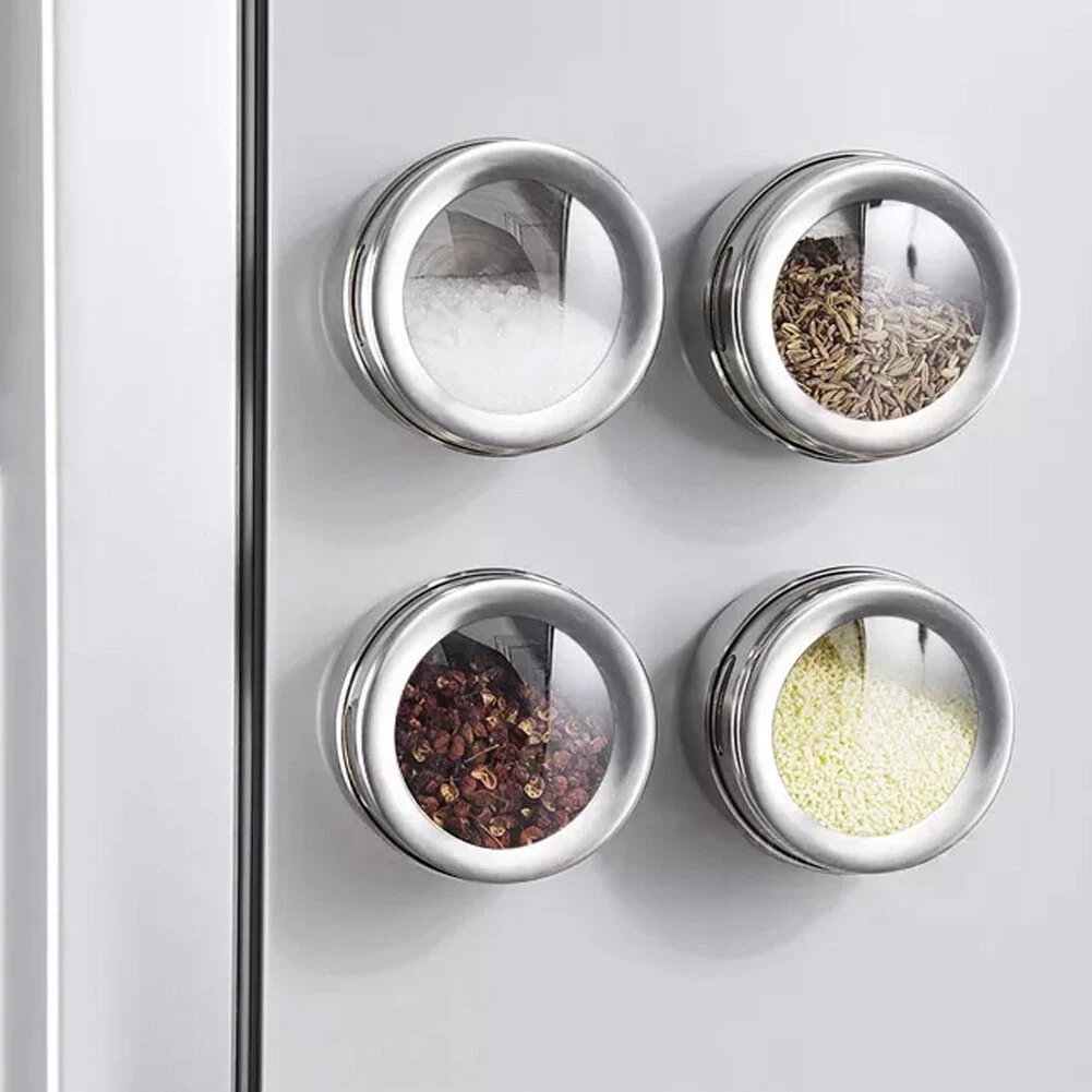 🔥🧂Stainless Steel Magnetic Spice Jars Set