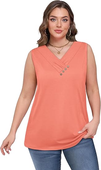 🏆💐2026 Women’s Button Down V Neck Loose Fit Tank Top