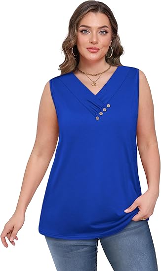 🏆💐2026 Women’s Button Down V Neck Loose Fit Tank Top