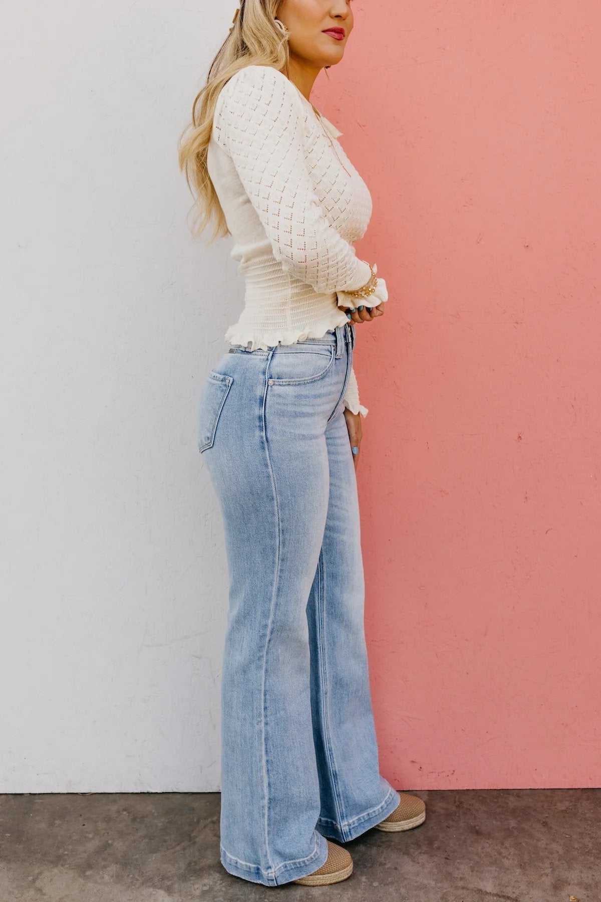 💥High Rise Vintage Wash Tummy Control Top Straight Leg Jeans