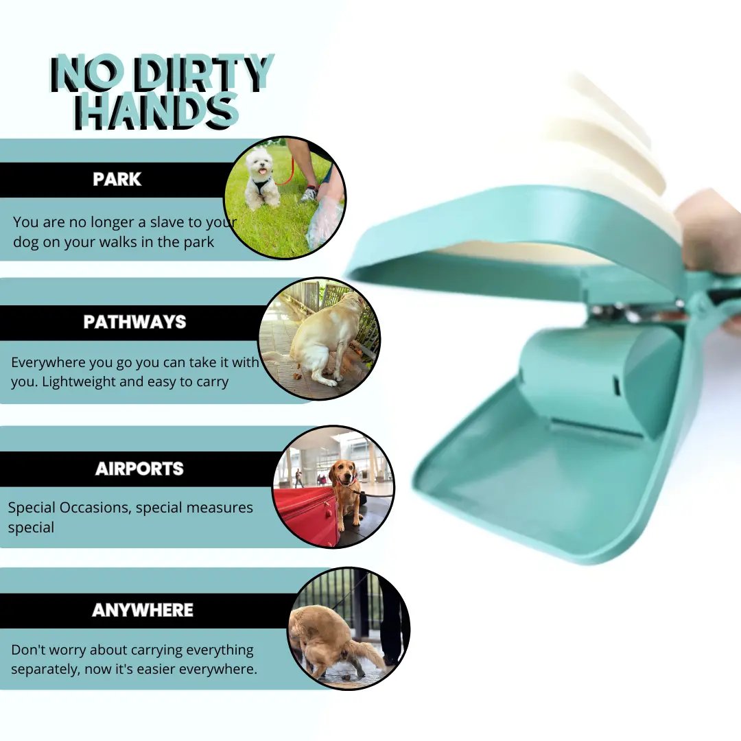 No-Touch Poop Scooper - Foldable wide-mouth pet waste cleaning tool! 🐕