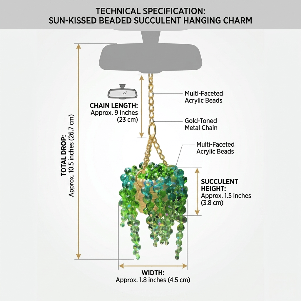 Sun-Kissed Beaded Succulent Car Charm