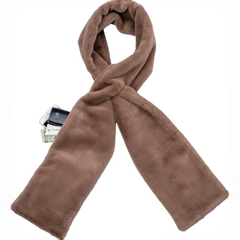⚡25K+ SOLD!🔥Ultra-Soft Faux Fur Pull-Through Scarf with Secret Zipper Pocket