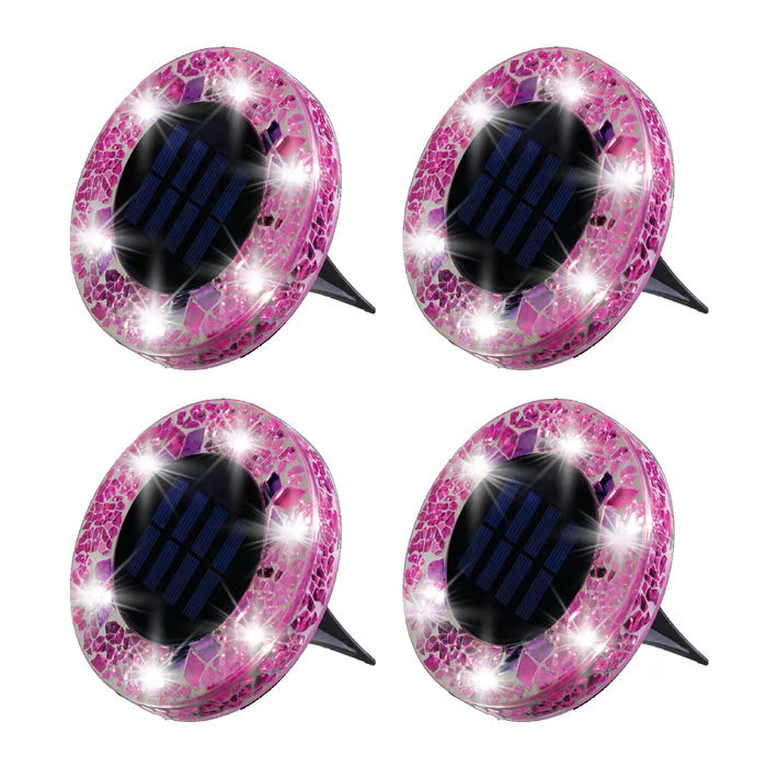 🌅 Spring Best-Seller:4 Pack Solar Outdoor Mosaic Disk Lights✨