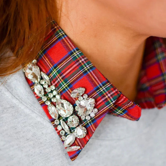 ✨Plaid Rhinestone Detachable Collar-- No More Ugly Sweaters!