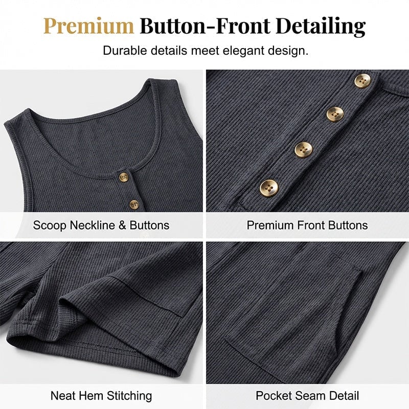 Women's Sleeveless Button-Front Romper