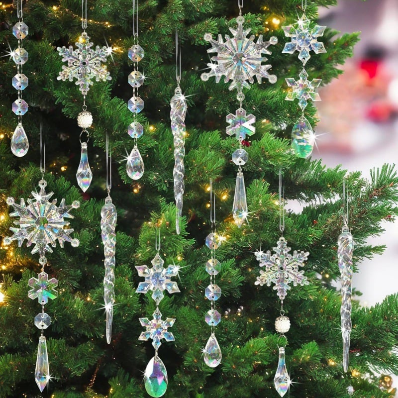 18pcs Crystal Christmas Ornaments for Christmas Tree Decorations