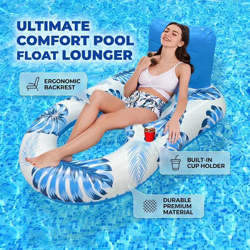 🏖️ 2026 Sale — Over 18,000 Sold!🔥 Premium Inflatable Pool Float Lounger – Ergonomic Backrest 🌊