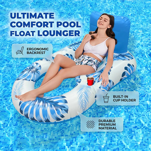 🏖️ 2026 Sale — Over 18,000 Sold!🔥 Premium Inflatable Pool Float Lounger – Ergonomic Backrest 🌊