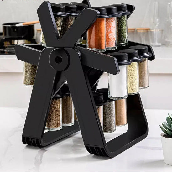 🎡Exquisite Kitchen: Hot Sale rotating spice rack organizer with 18 spice jars