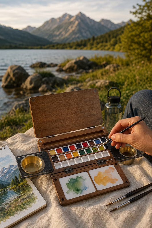 Portable 24-Well Watercolor Palette Set
